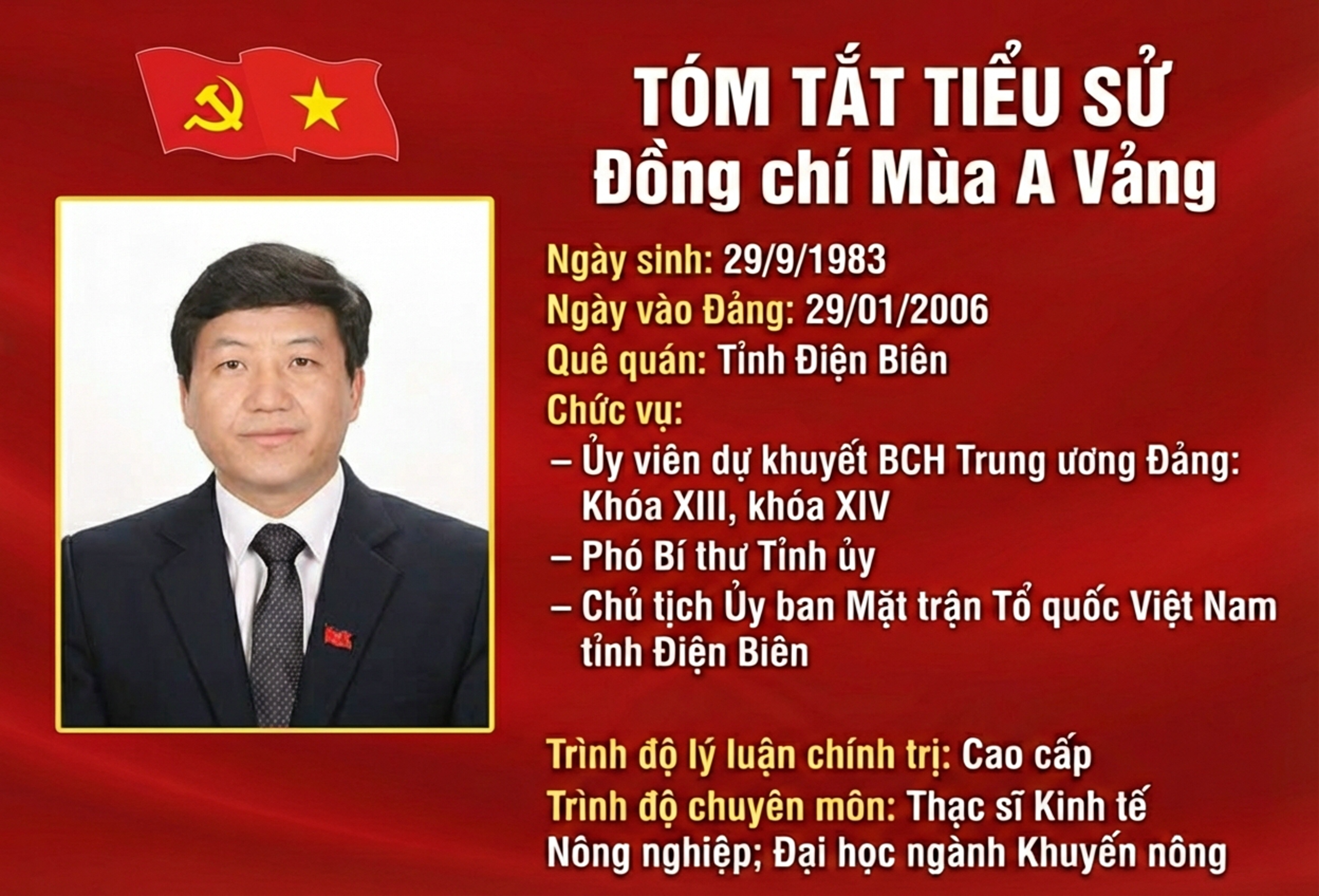 Tiểu sử đồng chí Mùa A Vảng